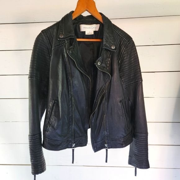 Treasure and Bond Leather Moto Jacket Size M - Picture 2 of 10